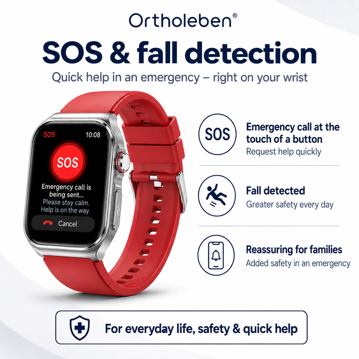 OrthoWatch Arca® – Senioren Smartwatch mit Sturzerkennung & SOS-Notruf