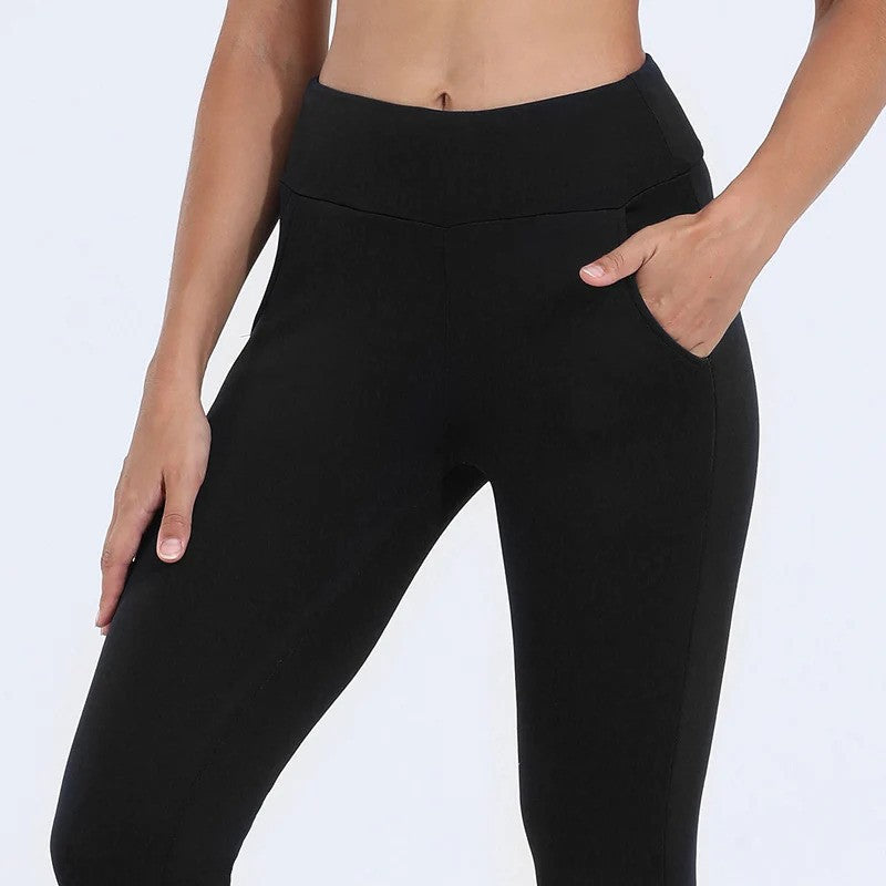 Thermo-Leggings in Schwarz mit Seitentasche